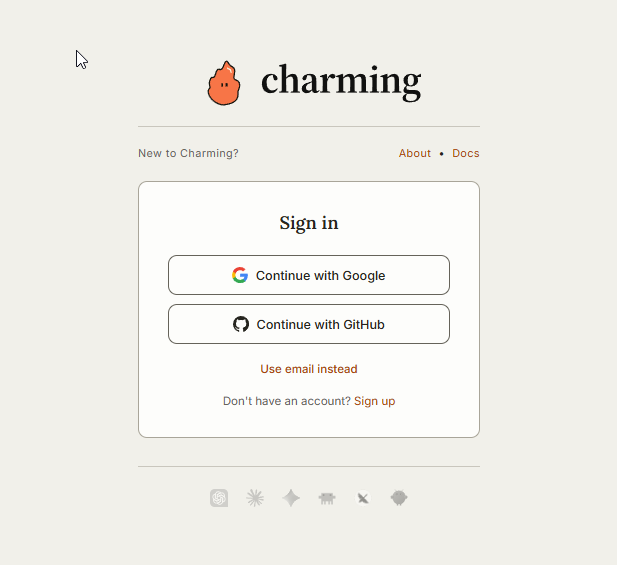Charming sign-in page.